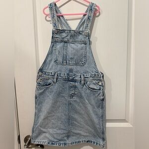 Old Navy Girls Light Wash Denim Blue Jean Overalls Dress